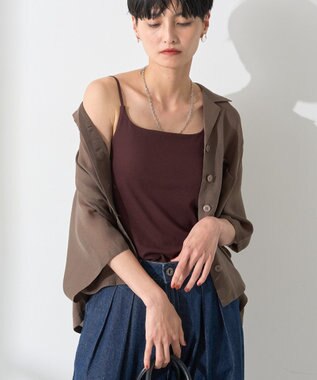 AMERICAN HOLIC 【カップ付き】細リブキャミソール Brown