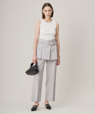 ICB L 【接触冷感・UVケア・撥水・洗える】LooseWeave  スカートレイヤードワイドパンツ トープ系