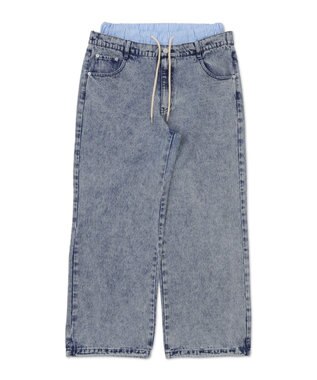 WEGO 【ユニセックス着用ITEM/MLサイズ展開/ウエストゴム】ボクサードッキングデニムパンツ デニム淡加工色