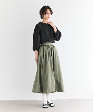 #Newans タフタボリュームバルーンスカート カーキ