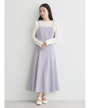 earth music&ecology サイドベルトフレアワンピース Blue