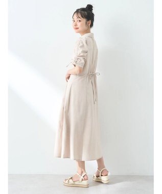 earth music&ecology 袖ドロストシャツワンピース Beige