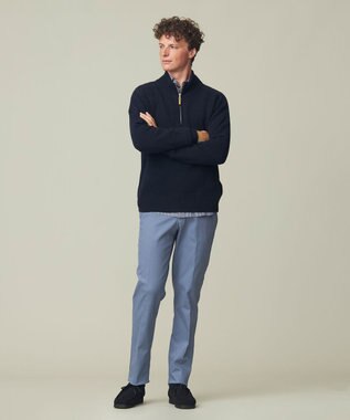 J.PRESS MEN 【Cash Lamb's Wool】畔編みハーフジップ ニット ネイビー系