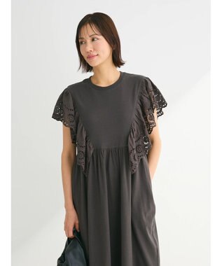 Green Parks ・ＳＵＧＡＲ　ＳＰＯＯＮ　ショルダー刺繍レースワンピース Charcoal Gray