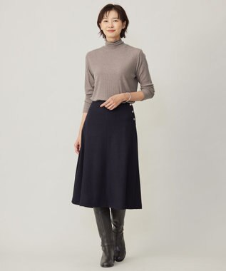 J.PRESS LADIES L 【洗える】ウールスムース スカート ネイビー系