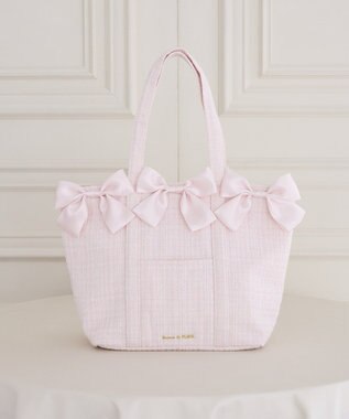 Maison de FLEUR ツイードボリュームリボントートバッグ Pink