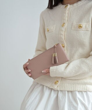 Atelier nuu 日本製 タッセルレザー loop ロングウォレットS ピンクベージュ