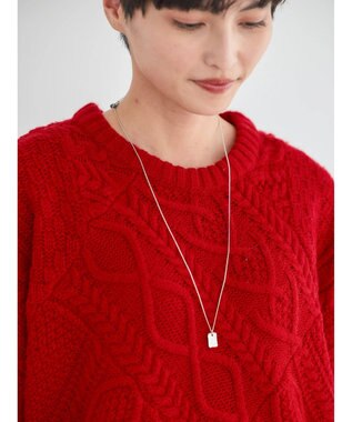 AMERICAN HOLIC パッチワークケーブルニットチュニック Red