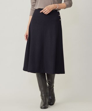 J.PRESS LADIES L 【洗える】ウールスムース スカート ネイビー系