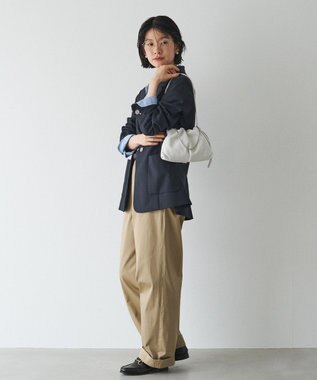 russet レザー巾着ミニショルダーバッグ(CE-1637) White