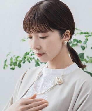 Pisceans コットンパール&フィガロチェーンネックレス マットシルバー