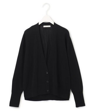 ICB L 【洗える】シルクヴィスコースハイゲージ カーディガン ブラック系