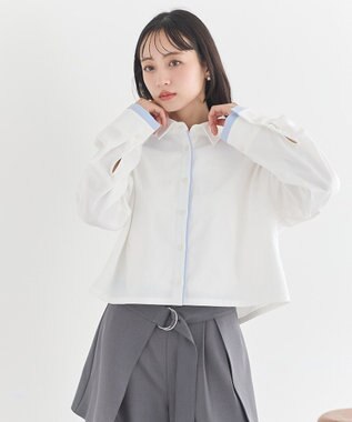 earth music&ecology パイピングショートシャツ Off White