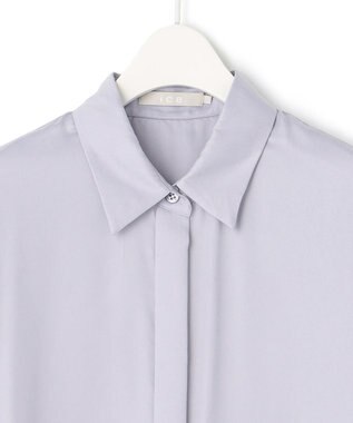 ICB 【洗える】 ルゼブフィブリルサテン シャツ ライラックグレー系