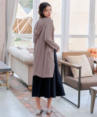 Tiaclasse L 【洗える新色追加・洗える】サマーニットフードロングカーディガン ピンク