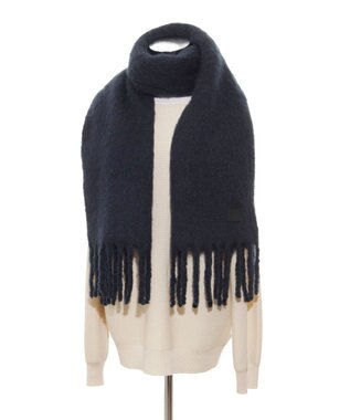 MOONBAT 【WEB限定】FURLA ウール混シャギー無地マフラー/幅40cm ネイビーブルー