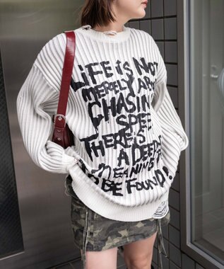 WEGO クラッシュリブBIGニットプルオーバー オフホワイト