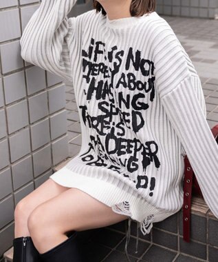 WEGO クラッシュリブBIGニットプルオーバー オフホワイト