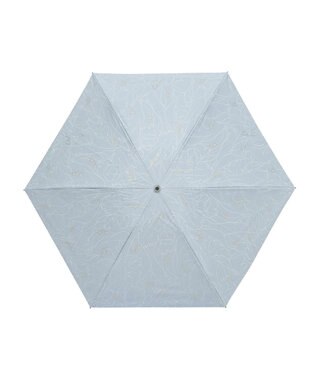 MOONBAT 【晴雨兼用/ 一級遮光/UV99％】フワクール (Fuwacool) 折りたたみ日傘 フワクールホワイト ラインフラワー 軽量 サックスブルー