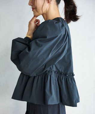 #Newans 撥水加工/UVカット機能付きペプラムライトブルゾン ネイビー