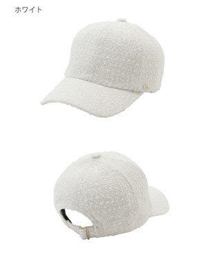 MOONBAT PAUL&JOE ACCESSOIRES(ポール&ジョー)ツイード キャップ 帽子 ネコチャーム付 UVカット ホワイト