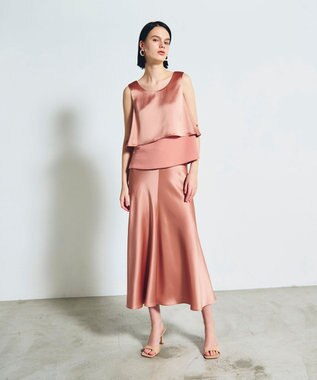 GRACE CONTINENTAL バックコンシャスサテンノースリーブ オレンジ