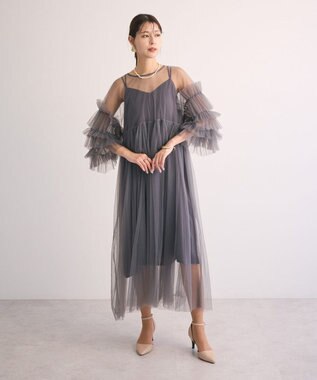 Green Parks ・Ｒａｉｌｍｅ　チュールワンピース（インナーＯＰ付） Charcoal Gray