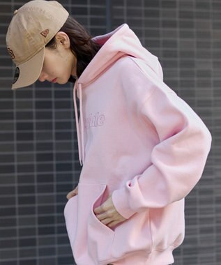 WEGO 【ユニセックス着用ITEM】エンボスステッチロゴプルパーカー ピンク