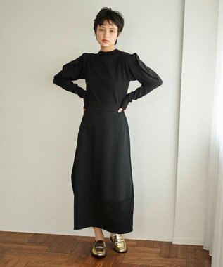 #Newans 【洗える】スクエアショルダーポイントニット ブラック