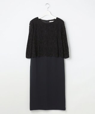 自由区 L 【17号サイズまで展開・カタログ掲載】トリアセダブルクロスレース ワンピース ネイビー