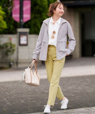 ANY SIS エアリーストレッチ テーパードパンツ ライトイエロー
