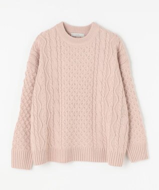 ANY L 【洗濯機可】ソフトタッチケーブルニット オールドローズ系