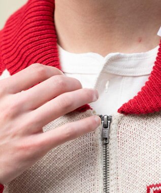 WEGO 【ユニセックス着用ITEM】グラフィックZIPニットブルゾン レッドその他