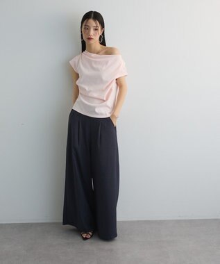 Green Parks ドレープオフショルフレンチ袖Ｔシャツ Pink