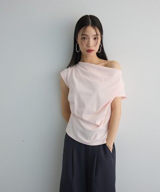 Green Parks ドレープオフショルフレンチ袖Ｔシャツ Pink