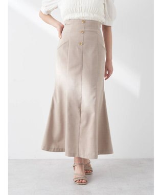 earth music&ecology フロントボタンマーメイドスカート Beige