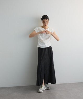 Green Parks ドレープオフショルフレンチ袖Ｔシャツ Off White