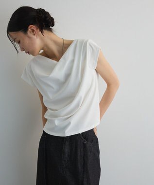 Green Parks ドレープオフショルフレンチ袖Ｔシャツ Off White