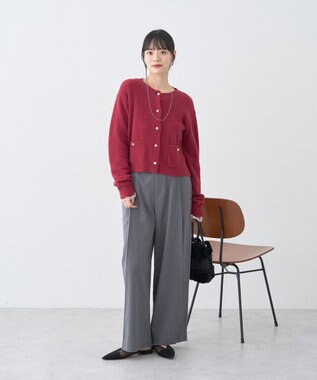 earth music&ecology 【イージーケア】パウダーシャギークルーネックカーディガン Bordeaux