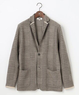 JOSEPH ABBOUD 【驚きの軽量ウール】KARLKARL チェック柄 ニットジャケット ベージュ系4