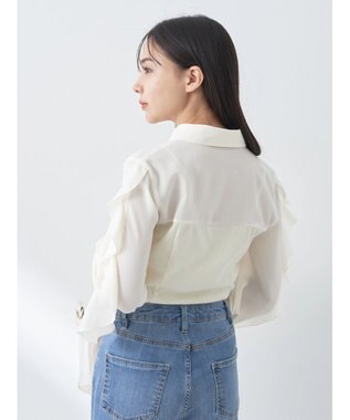 earth music&ecology ドッキングフリルシャツ見えプルオーバー Ivory