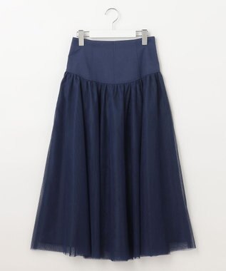 Feroux 【洗える】コルセットチュール スカート ネイビー系