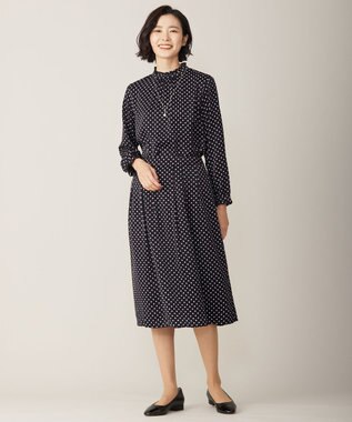 J.PRESS LADIES L 【洗える】ピーチサテン 幾何プリント スカート ネイビー系5