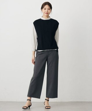 J.PRESS LADIES L 【洗える】T/Rアルガンシルク ワイド パンツ ライトグレー系