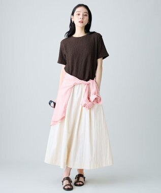 ANY L レースショート丈Tシャツ ブラウン