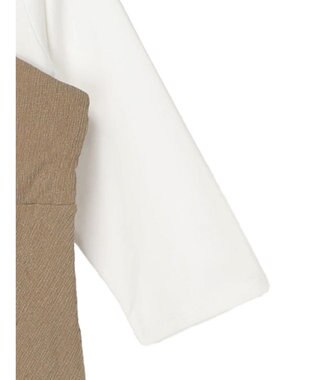 Green Parks ７分袖ビスチェドッキング風カットプルオーバー Beige