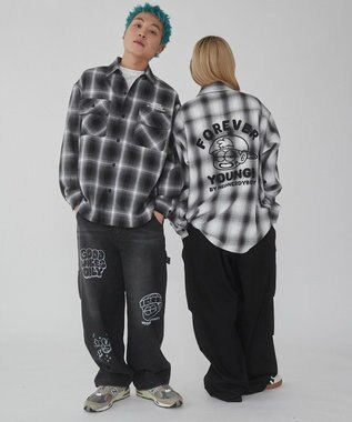 WEGO 【ユニセックス着用ITEM】グラフィックオンブレチェックシャツ（LS） 柄1