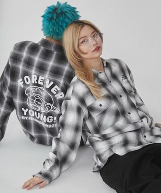 WEGO 【ユニセックス着用ITEM】グラフィックオンブレチェックシャツ（LS） 柄1