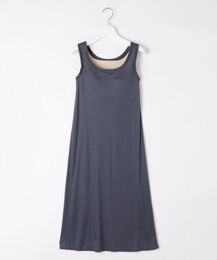 自由区 【ワコールコラボ】【カタログ掲載・洗える】レーシーニット ドレス ネイビー