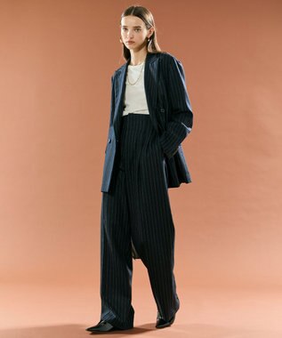 BEIGE， DELAND / ウールピンストライプダブルジャケット Navy St.